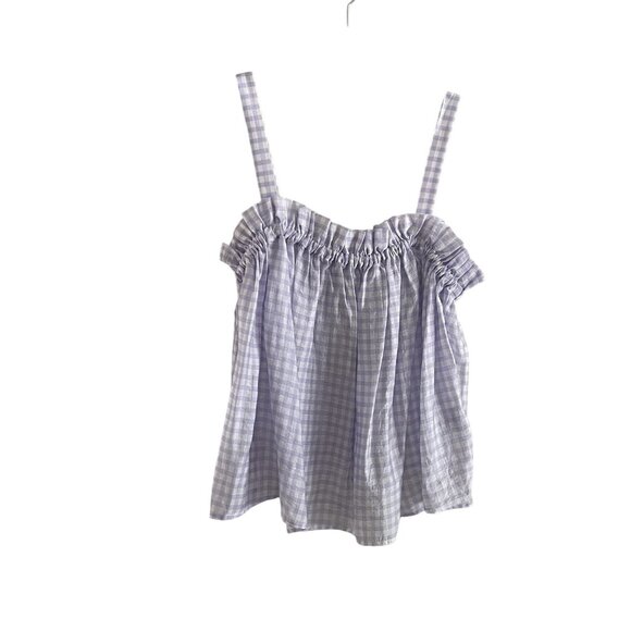 On 34th Women Sz XL White/Purple Gingham Checked Top Elastic Bodice Tank Top NWT - Picture 1 of 10